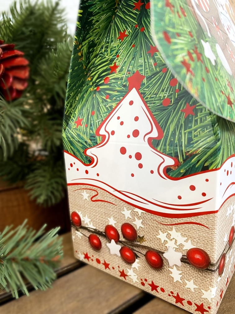 Коробка новогодняя подарочная Ёлка с пряниками, 157х95х225 (+140) мм (коробка-елочка) — изображение 3